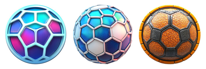 Obraz premium Colorful Soccer Balls on Transparent Background