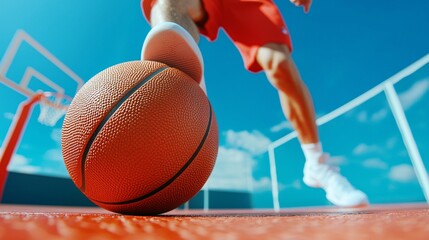 Player dribbling the ball while being closely defended on a street court sharp focus high resolution ultra HD