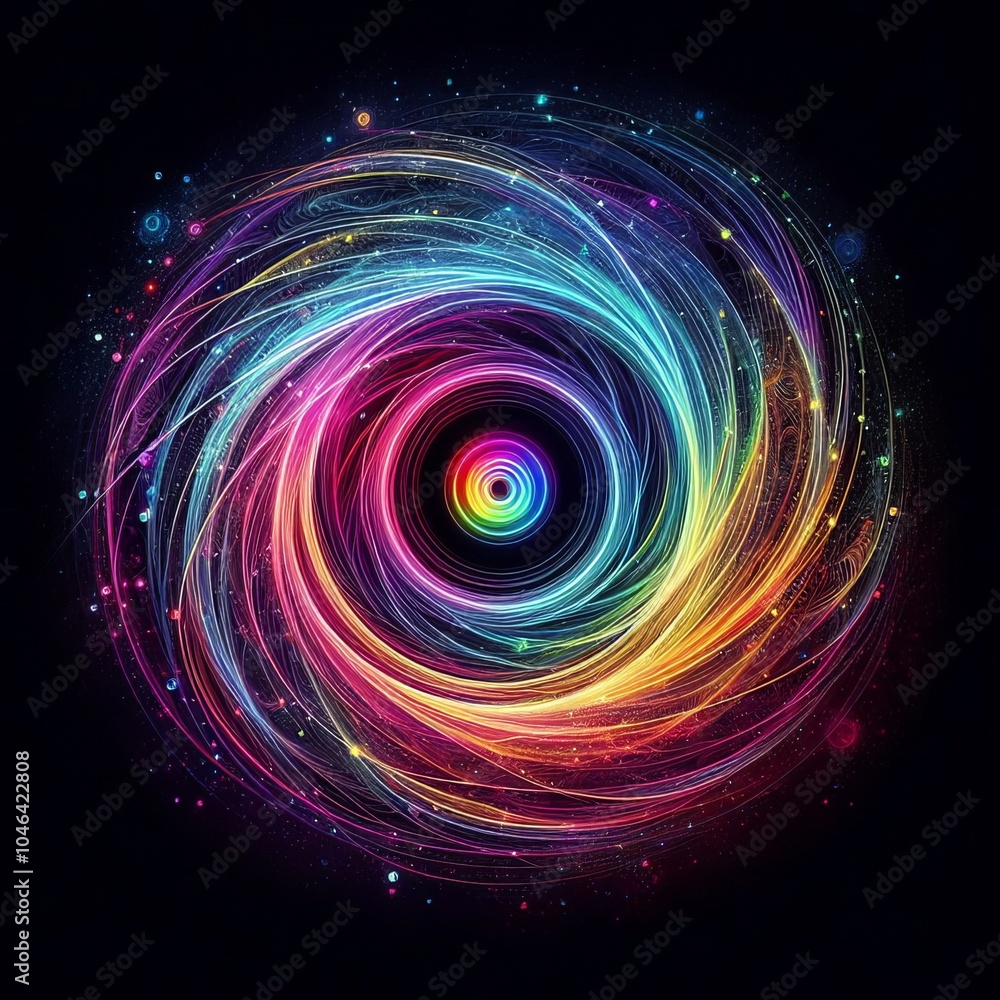 Poster fractal burst background featuring a vibrant swirl of colors with energy and motion, creating an abs