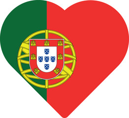 Obraz premium Heart shaped national flag of the European country of PORTUGAL