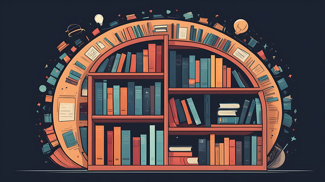 An illustrated bookshelf inside a character's mind, with some books orderly and others spilling out or misplaced, symbolizing how mental clutter affects knowledge and memory retention