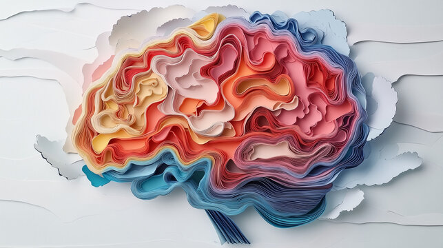 Une repr&eacute;sentation artistique en papier d'un cerveau humain