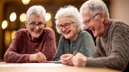 Seniors attending a local trivia night, testing their knowledge with friends