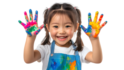 Joyful Child with Painted Hands