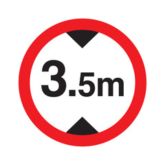 Maximum height traffic 3.5 meter sign