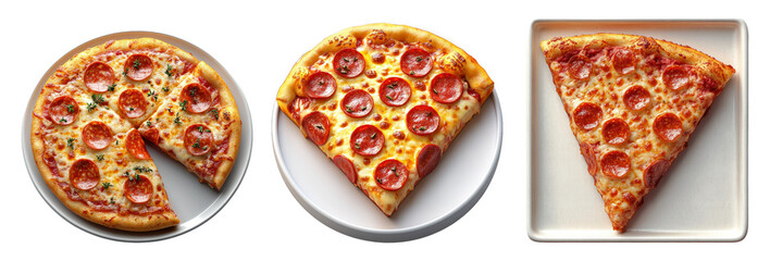 Pepperoni Pizza Slices on Transparent Background