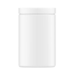 Blank package container for supplement, sport nutrition, powder products. Vector illustration isolated on white background. Can be use for your design, advertising, promo and etc. EPS10.	