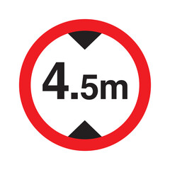Maximum height traffic 4.5 meter sign