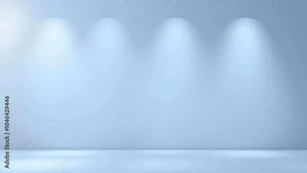 Poster empty minimalist gallery space with soft overhead lighting, clean and modern design