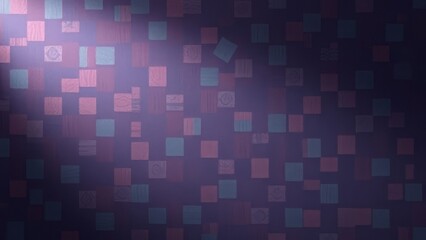 Abstract geometric pattern with colorful squares on a dark background