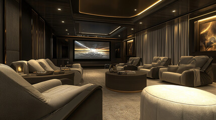 a luxury home theater room with an ultra-high-definition
