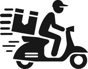 Free Shipping motorbike food delivery boy icon in Vector illustration	
