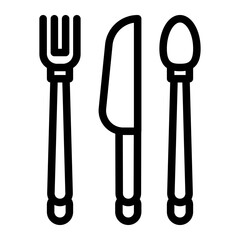 cutlery icon in outline style. Line art