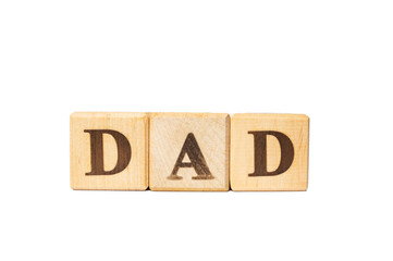 Palindrome. Linguistic. Father's Day. International Mother Language Day. Wooden blocks spelling out DAD.