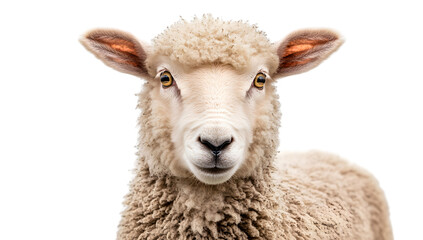 Obraz premium Fluffy White Sheep on White Background