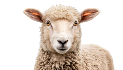Fluffy White Sheep on White Background