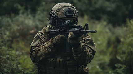Fototapeta premium Tactical soldier in action
