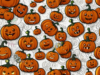 Fototapeta premium halloween pumpkins seamless pattern