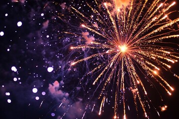 Obraz premium Feuerwerk Hintergrund, buntes Feuerwerk am Himmel 