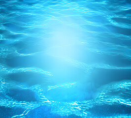 Blue wave Water background with sun glare bright light holiday sea playful and chaotic abstract illustration perfect for summer Background High quality 8k.generative ai