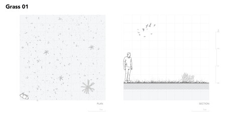 Architectural Drawings, Minimal style cad tree line drawing, Side view, plan and section forest outline symbol for landscape design drawing. Vector illustration in stroke fill in white. © feipco