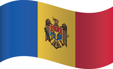 Waving shaped national flag of the European country of MOLDOVA