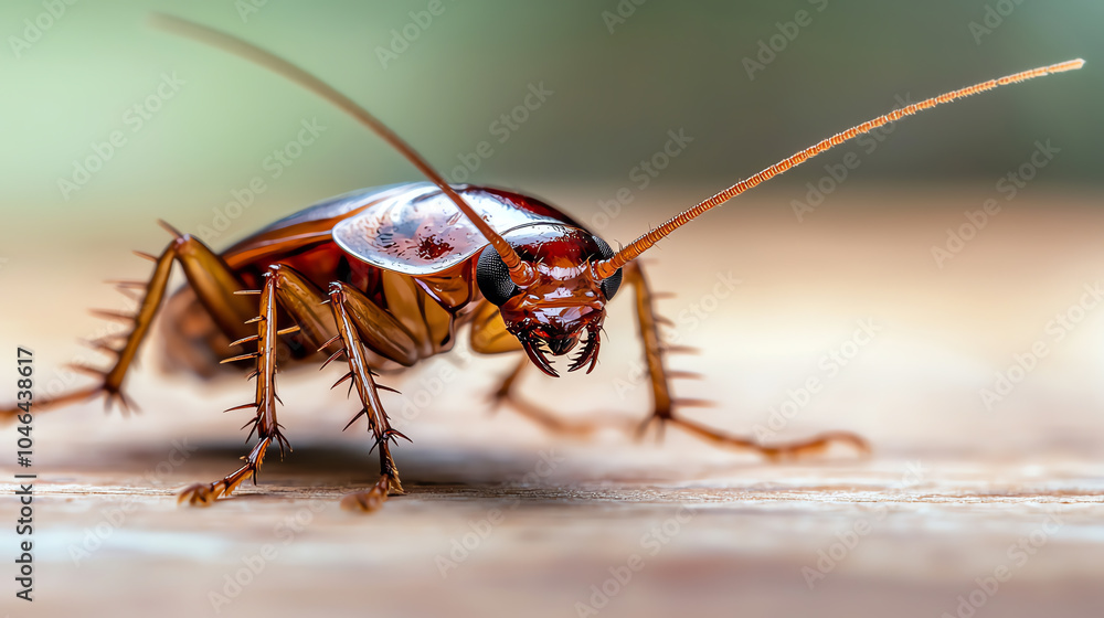 Poster close-up perspective of a cockroach highlighting its intricate features and unique characteristics i