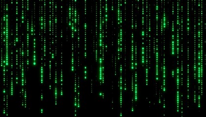 Digital green matrix. Futuristic dots background. Cyber texture with particles of different sizes. Technology illustration. Green matrix background. Technology stream binary code. 