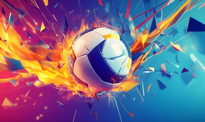 Dynamic Volleyball Action with Neon Lights and Abstract Geometric Patterns for Futuristic Sports Branding