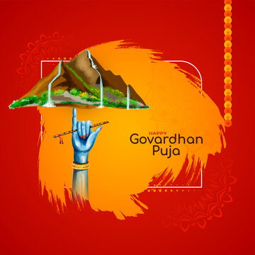 Elegant Happy Govardhan puja cultural Indian festival greeting card