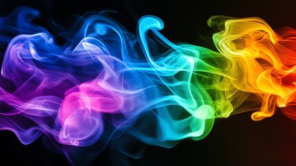 Obraz premium Colorful smoke wave on a dark background
