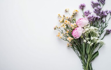 Obraz premium very beautiful bouquet of flowers on white background 