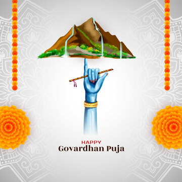 Happy Govardhan puja traditional Indian festival background