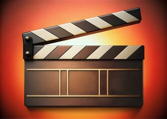 Fototapeta premium Film Slate Icon Cinematic Production Movie Director Creative Scene