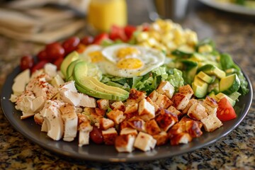 Cobb salad served on a dish