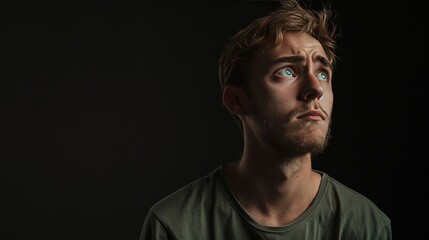 Fototapeta premium Upset Man on black background.