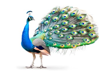 Obraz premium Vibrant peacock displaying its stunning feathers