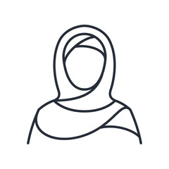 Muslim women icon. Arab girl thin line vector illustration.
