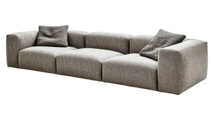 Modern gray modular sofa with two cushions placed in a cozy living room setting for comfortable seating and relaxation.