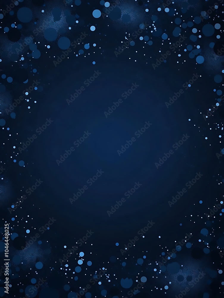 Poster a dark blue background with a border of white and blue bokeh lights.