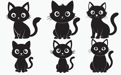 cat silhouette icon set