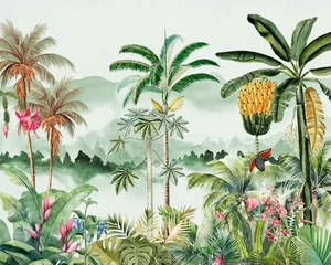 Fototapeten Dschungel trees and flowers  © Rongolepon