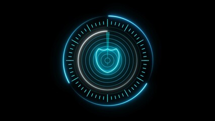 neon light analog clock isolated. 24 hour speed clock.	