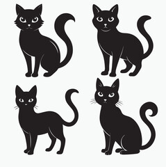 cat silhouette icon set