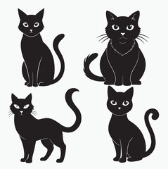 cat silhouette icon set