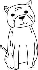 Cute dog black and white illustration. White background.