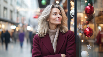 Obraz premium A close-up portrait of a young woman with a subtle smile, Christmas, holiday, special, couple, smiling man, winter, sweater, cold.