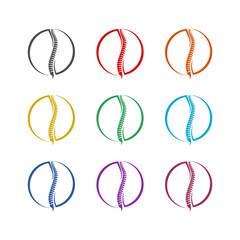 Spine diagnostic icon isolated on white background. Set icons colorful