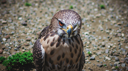 Fototapeta premium Majestic Raptor Perched on Stone Outcrop