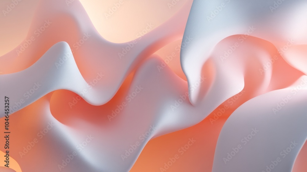 Poster a pink and white fabric with a wave pattern